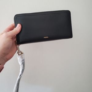 Fossil Black Eco Leather Large Wallet/Wristlet